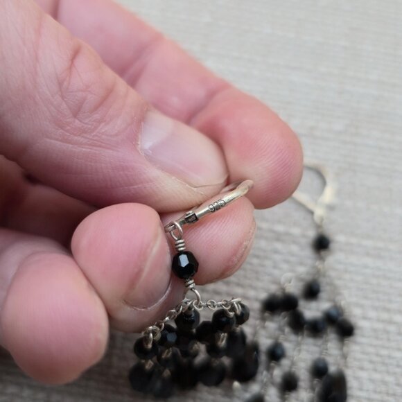 Sterling Silver Cute Black Crystal Dangle Earrings A5758 - Picture 4 of 6